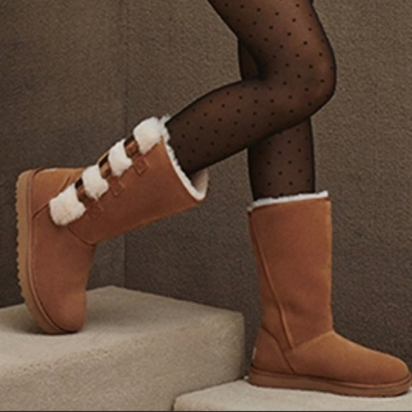 UGG Women's Brown Klea Genuine Lamb Fur Tall Boot - Picture 1 of 5
